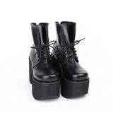 Black Platform Heel Classic Lolita Boots - Black - 1