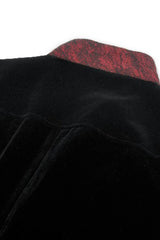Black/Red Peak Lapel Collar Long Sleeves Multi-Layered Lace Mock Two-piece Women's Gothic Tailcoat - Product - 14