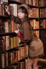 Brown Lapel Collar Long Sleeves Bowknot Vintage Ouji Lolita Blouse - Product - 2
