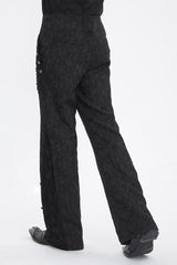 Black Jacquard Embroidery Men's Gothic Pants - Product - 4