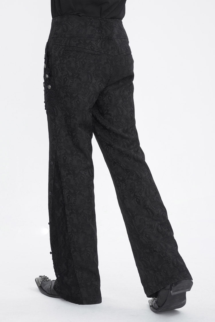 Black Jacquard Embroidery Men's Gothic Pants - Product - 4