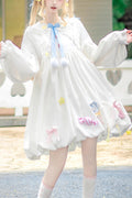 Weißer Puppenkragen, lange Ärmel, Süßigkeiten-Schleife, süß (Kleid einzeln), Vorderansicht