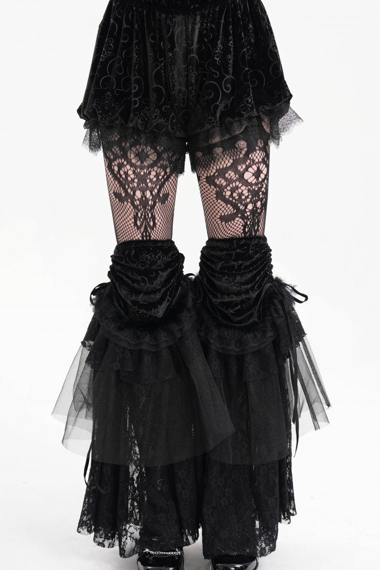 Black Lace Mesh Women's Gothic Shorts - Product - 2