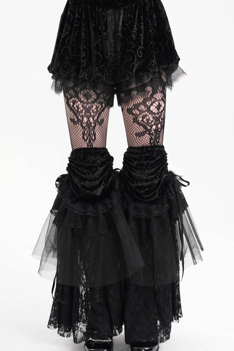 Black Lace Mesh Women's Gothic Shorts - Product - 2
