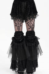 Black Lace Mesh Women's Gothic Shorts - Product - 2