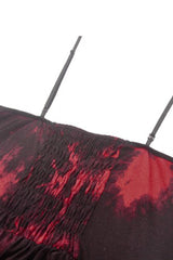 Red Sleeveless Mesh Hem Asymmetric Tie-dyed Women's Punk Slip Dress - Product - 15