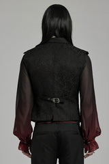 Black Lapel Collar Jacquard Slim Men's Gothic Vest - Product - 3