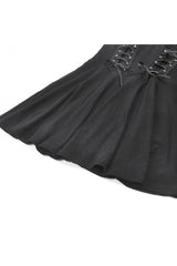 Black Cross Plunging Sleeveless Side Corset Lace-Up Women's Gothic Short Dress - Product - 16