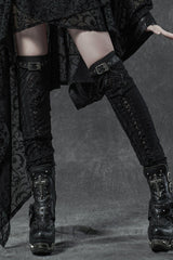 Black Embroidery Ripped Women's Gothic Leg Warmers - Product - 2