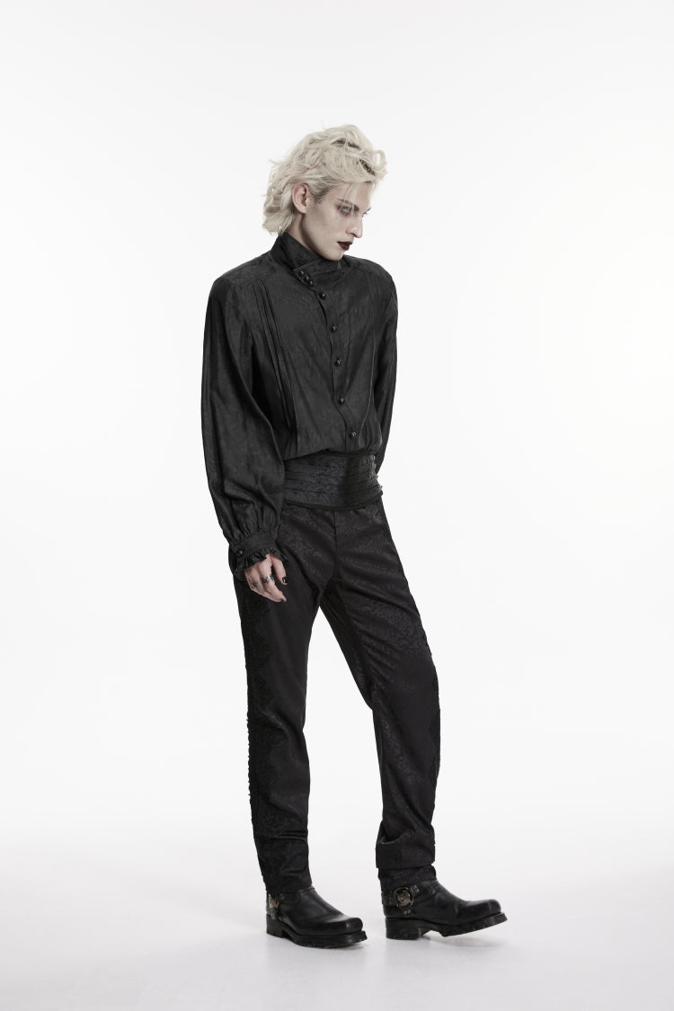 Black Jacquard Slim Men's Gothic Gorgeous Handsome Pants - Product - 6