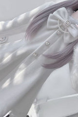 Ivory Long Sleeves Bowknot Rabbit Ears Detachable Hooded Japanese Jirai Kei Coat - Product - 7