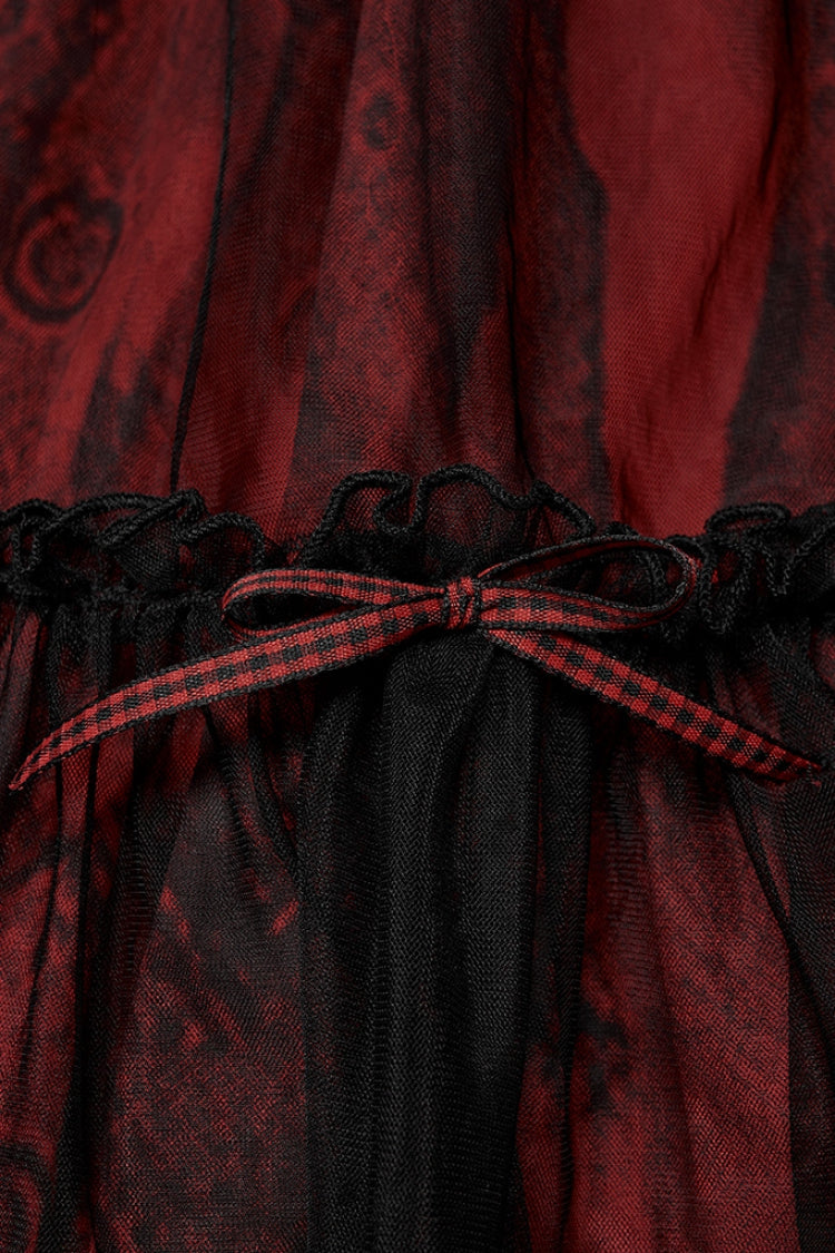Black/Red Sleeveless Multi-layer Stitching Mesh Women's Gothic Elegant Lolita Dress - Product - 8