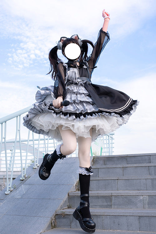Plaid Stitching Multi-Layer Sweet Lolita JSK Dress - Product - 3