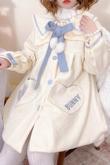 Beige Doll Collar Long Sleeves Bowknot Sweet Lolita Coat - Product - 3