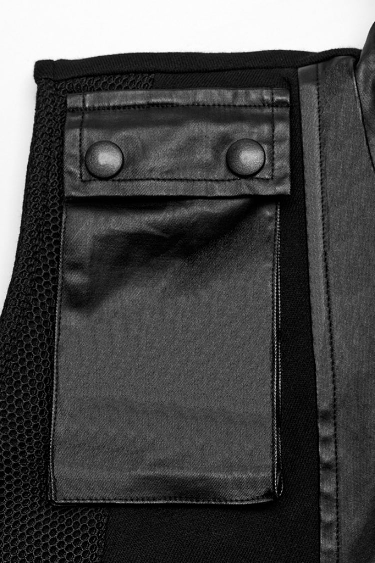 Black Stitching Hooded Men's Punk Vest - Product - 8