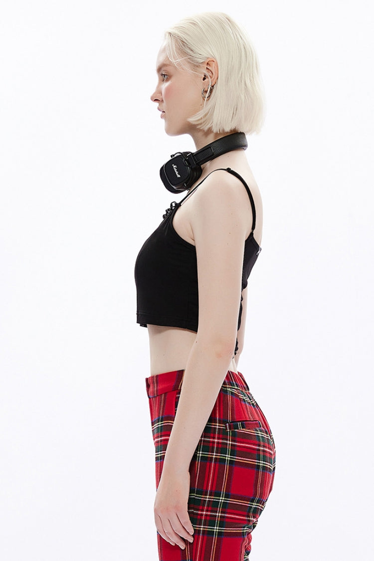 Black Detachable Plastic Chain Rock Women's Punk T-Shirt - Product - 2