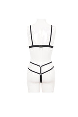 Black Stretch Magic Bright Leather Rope Women's Punk Interesting Underwear Set - Product - 8