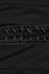 Black Lace-Up Ring Sheer Women's Steampunk Leggings - Product - 8