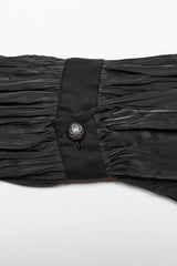 Black Stand Collar Ruched Stitching Lace Mens Gothic Blouse with Scarf - Product - 9
