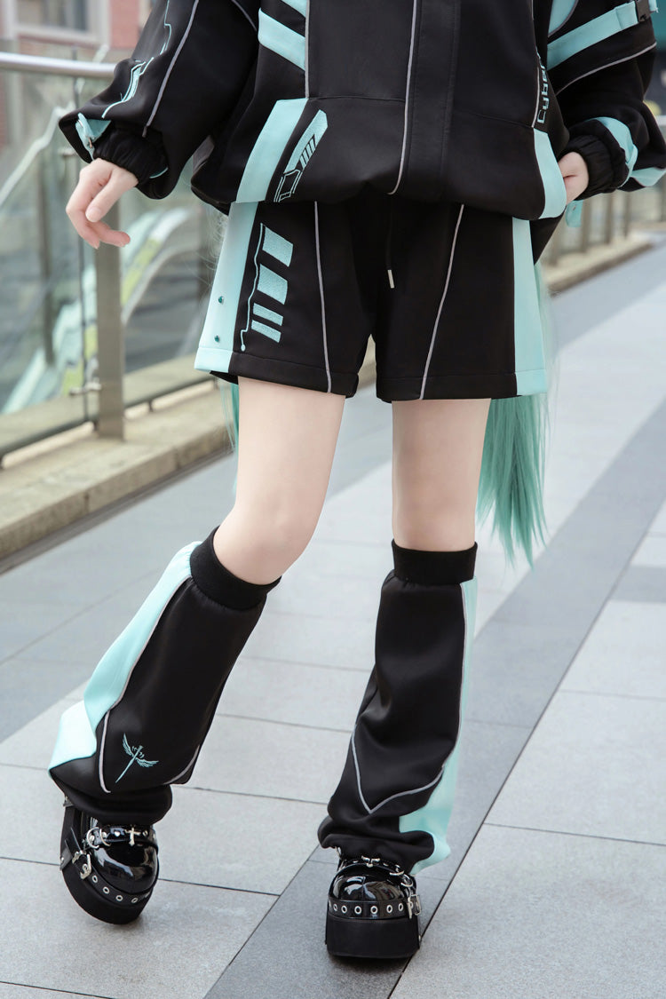 Black/Blue [Cyber Phantom] Hatsune Miku Long Sleeves Print Jirai Kei Cool Coat - Product - 5