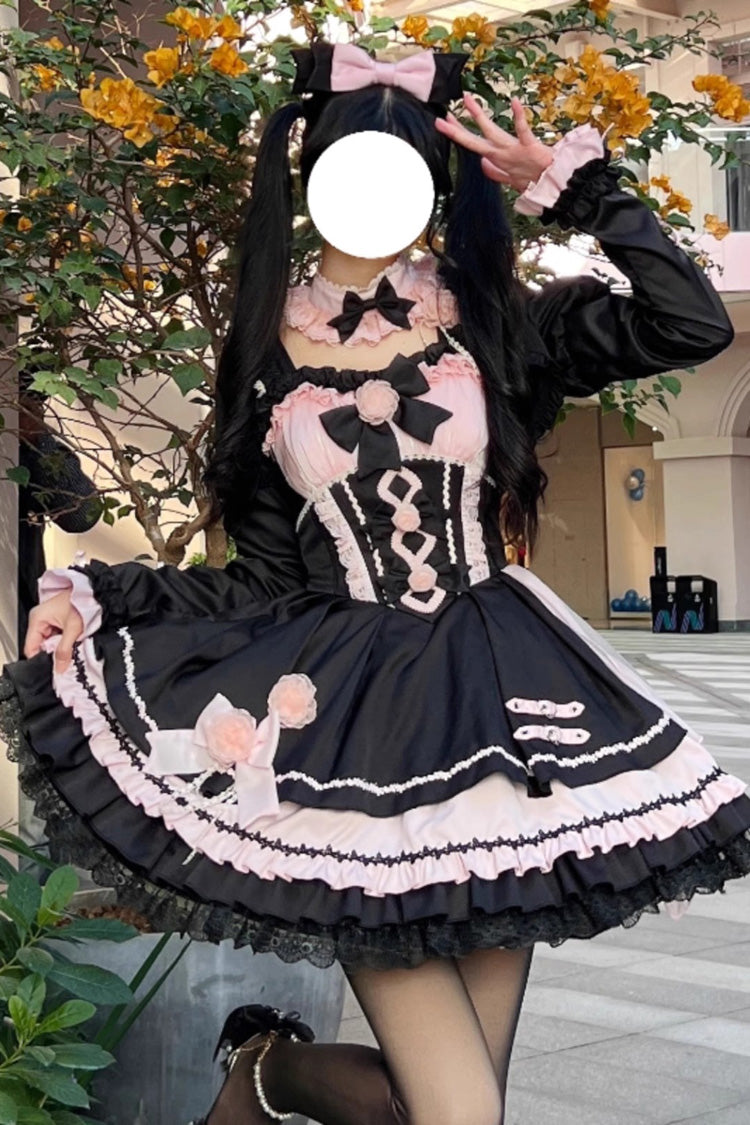 Shadow Rose Sleeveless Multi-layer Ruffle Bowknot Stitching Gothic Lolita Jsk Dress 5 Colors - Product - 4