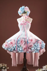 Pink [Cardcaptor Sakura] Sleeveless Bowknot Flower Fairy Sweet Anime Cosplay Lolita Jsk Dress Set - Product - 2