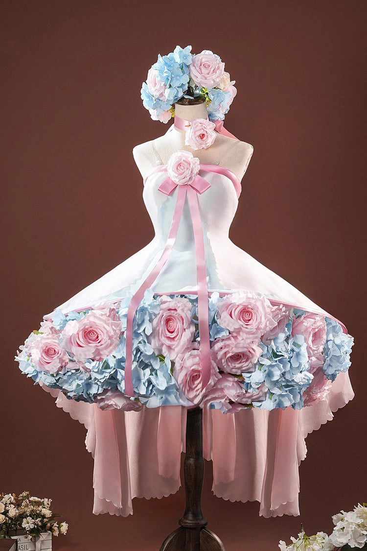 Pink [Cardcaptor Sakura] Sleeveless Bowknot Flower Fairy Sweet Anime Cosplay Lolita Jsk Dress Set - Product - 2