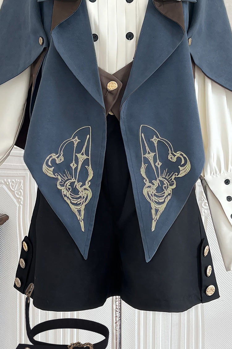 Blue [Little Detective] Print Ouji Prince Handsome Lolita Cloak - Product - 9