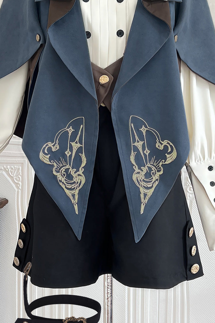 Blue [Little Detective] Print Ouji Prince Handsome Lolita Cloak - Product - 9