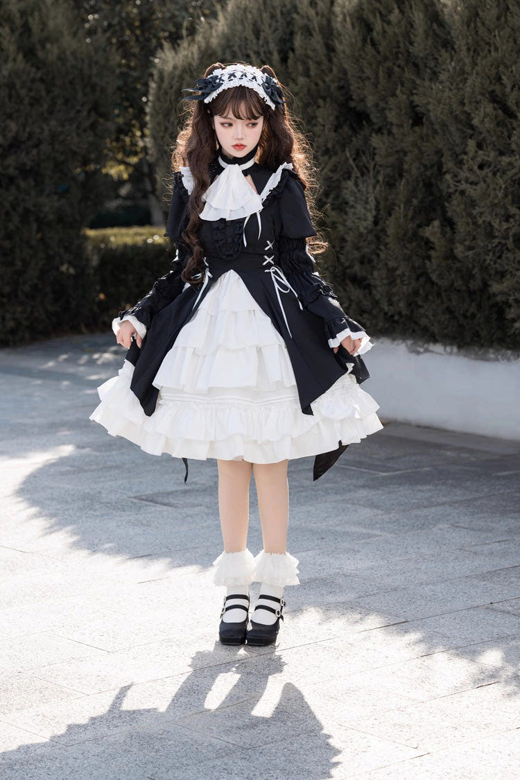 Black/White Night Gem Dark Magic Detachable Sleeves Cardigan Gothic Lolita Dress - Product - 5
