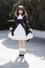 Black/White Night Gem Dark Magic Detachable Sleeves Cardigan Gothic Lolita Dress - Product - 5