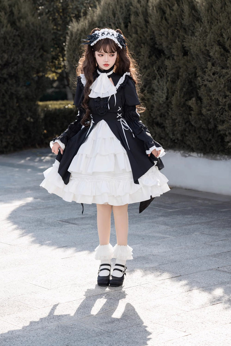 Black/White Night Gem Dark Magic Detachable Sleeves Cardigan Gothic Lolita Dress - Product - 5