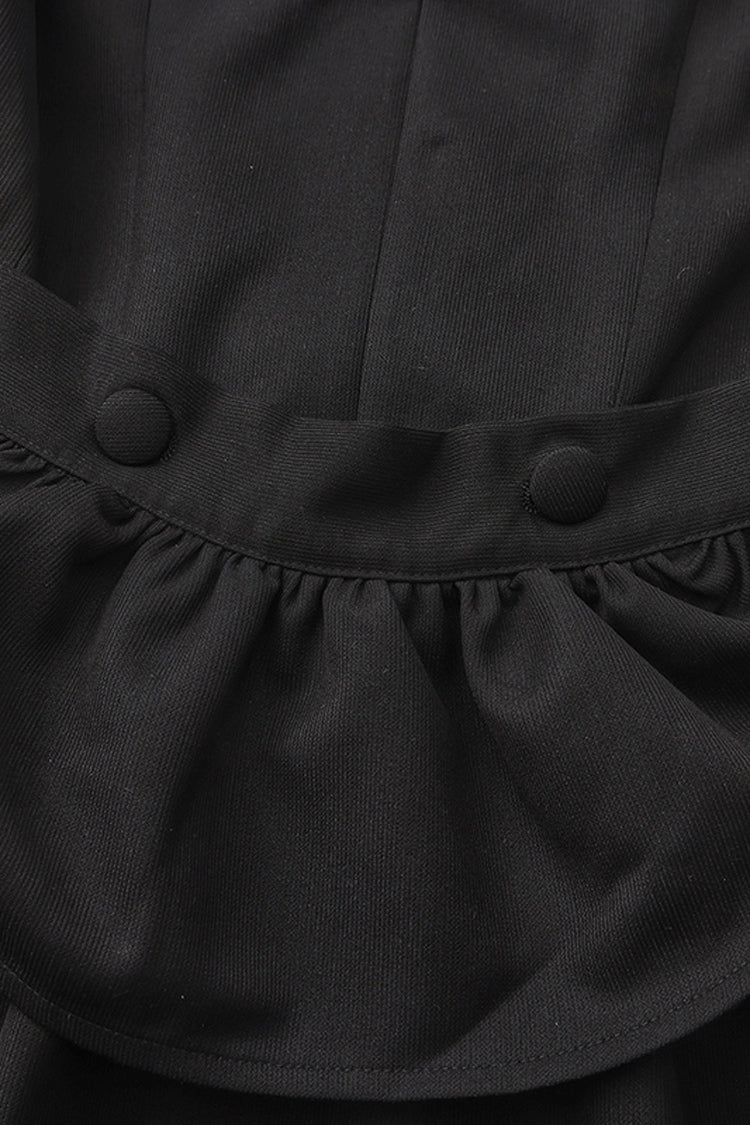 Black [Immortal Silent Agent] Sleeveless Ruffle Ouji Fashion Vintage Elegant Prince Lolita Long Coat - Product - 8