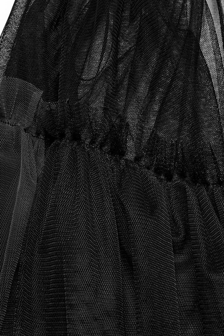 Ruffle Mesh Buckle Women's Steampunk Long Overskirt 3 Colors - Product - 6
