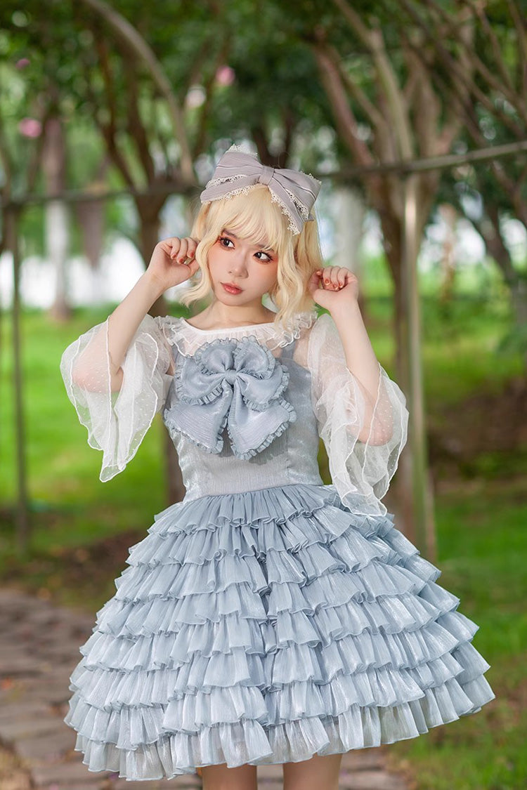 Multi-layer Plaid Print Ruffle Bowknot Sweet Lolita Tiered Dress 3 Colors - Product - 10