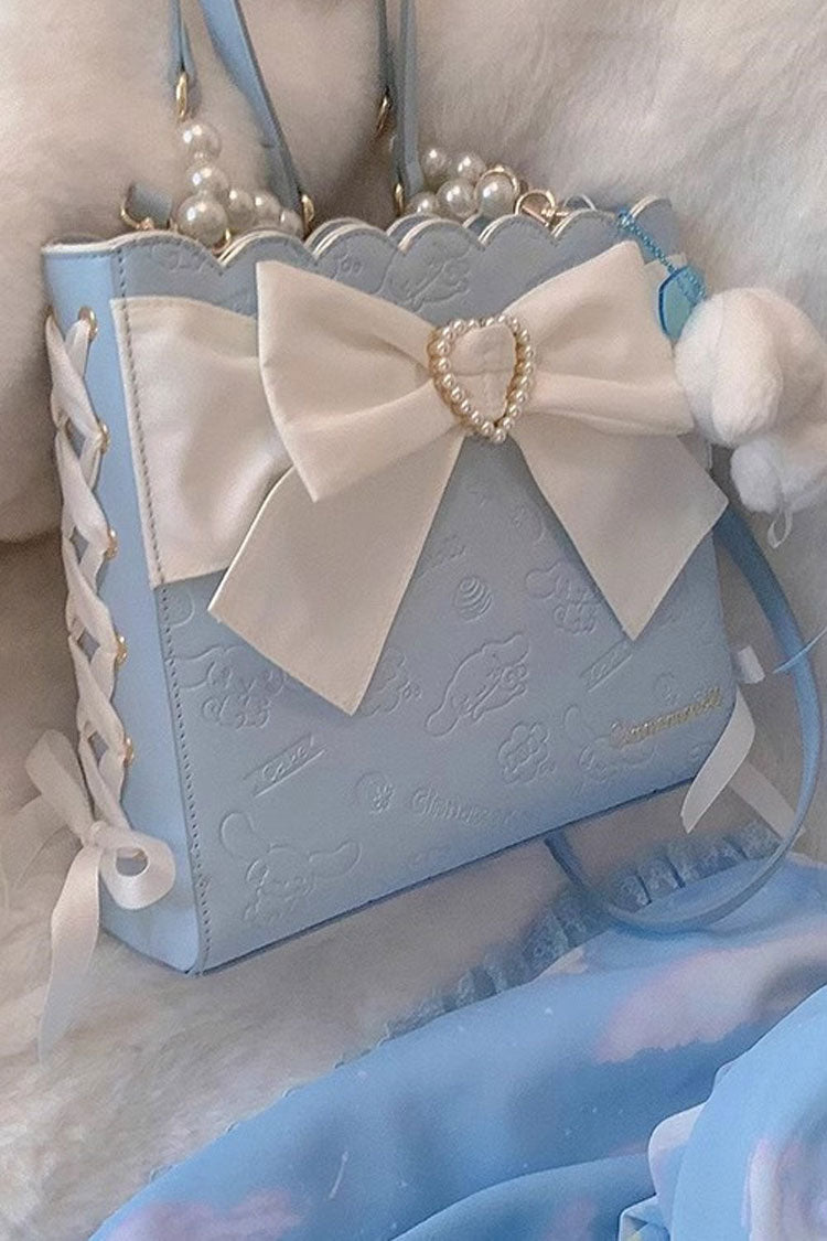 Bowknot Pearl Sweet Lolita Shoulder Bag 4 Colors - Blue/White - 9