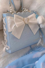 Bowknot Pearl Sweet Lolita Shoulder Bag 4 Colors - Blue/White - 9