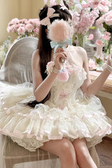 Multi-Color Ballet of Flora Halterneck Multi-layer Ruffle Lace Sweet Lolita Dress - Product - 9