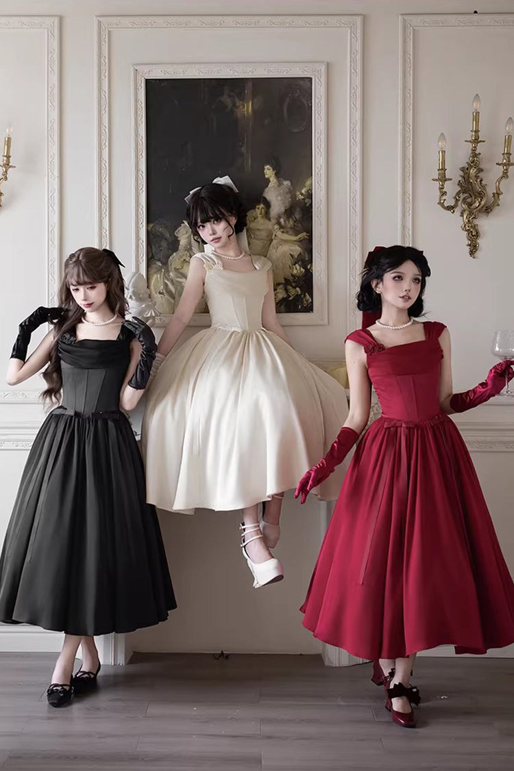 Ivory [With Love] Square Collar Sleeveless Fishbone Vintage Elegant Lolita Jsk Dress Set - Product - 9