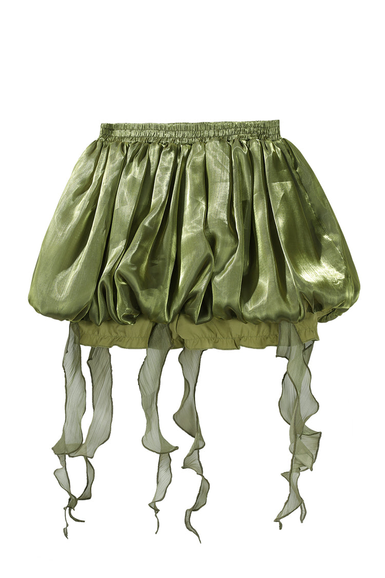 Green [Children of the Forest] Leaf Decoration Ruffle Irregular Sweet Lolita Jsk Dress Set - Product - 17