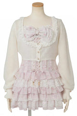 Jirai Kei Long Sleeves Multi-Layered Printed Ruffled Bow Sweet Dress 3 Colors - Pink - 10