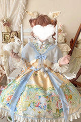 Multi-Color Fairy Rabbit Print Ruffle Bowknot Sweet Chinese Style Princess Lolita Dress - Product - 6