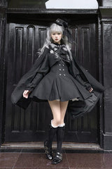 Black [Gothic Night Butler] Double-breasted Gothic Lolita Bustier Suspender Dress - Product - 6