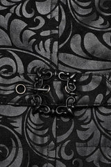Black V Collar Sleeveless Exquisitely Carved Floral Print Faux Leather Mens Gothic Vest - Product - 8