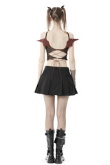 Black Cross Lace-Up Bat Wings Backless Women's Punk Rock Crop Top - Product - 4