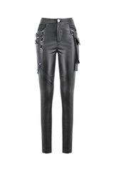Black Asymmetric Studded Women's Punk Pants - Product - 3