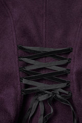 Purple Stand Collar Long Sleeves Embroidered Lace-Up Zippered Women's Gothic Jacket - Product - 8