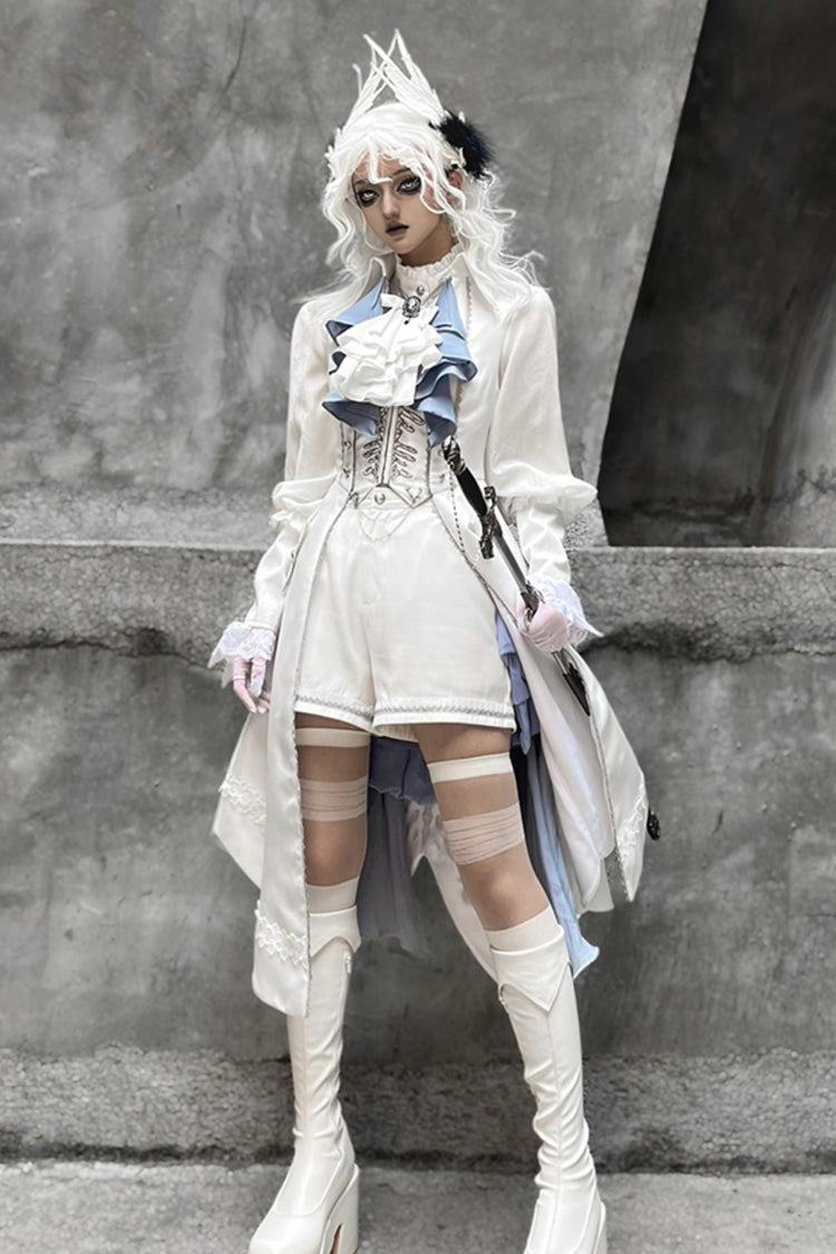 White Mermaid Bone Embroidery Ouji Fashion Handsome Lolita Vest - Product - 6