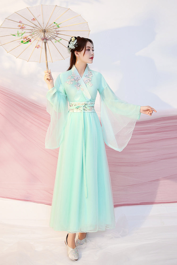Chinese Ancient Style Fairy Air Dance Performance Hanfu Dress - Green - 10