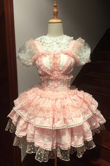 Pink Pray for Dopamine Multi-layer Ruffle Lace Sweet Lolita Jsk Dress - Product - 3